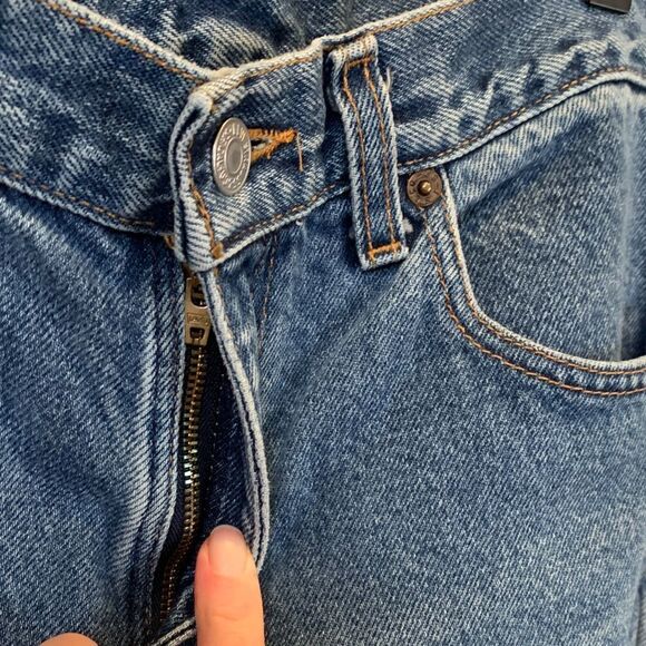 Vintage Levis 505 cut off raw hem straight leg denim jeans size 9 jr - Picture 8 of 13